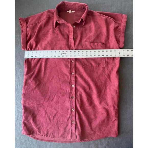 Entro Button Front Shirt Dress Womens S Red Collared Pocket Boho Casual Indie‎ - Picture 8 of 10